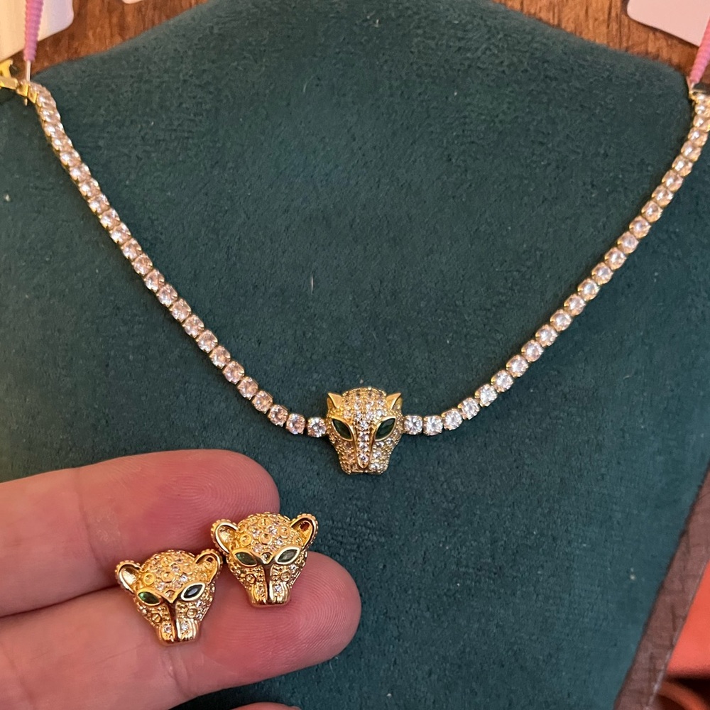 Gold Panther Bracelet & Earring Set